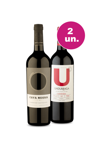 Kit 2 - Cava Negra Cabernet Sauvignon e U By Undurraga Carménère