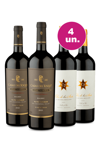 Kit 4 - Encontro de Campeões: Casas Del Toqui Malbec e Clos de Los Siete
