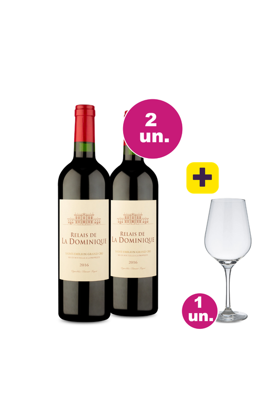 Kit 2 - Relais De Dominique Grand Cru + 1 Taça de Cristal Grátis - Exclusivo We