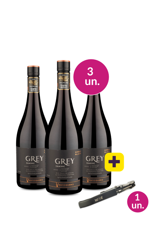 Kit 3 - Ventisquero Grey Single Block Valle De Colchagua Gcm + Saca Rolhas Grátis - Exclusivo We