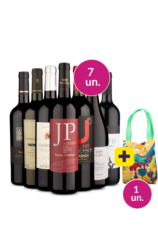 Kit 7 - Seleção de Tintos + Bag Estampada Grátis - Oferta Absurda