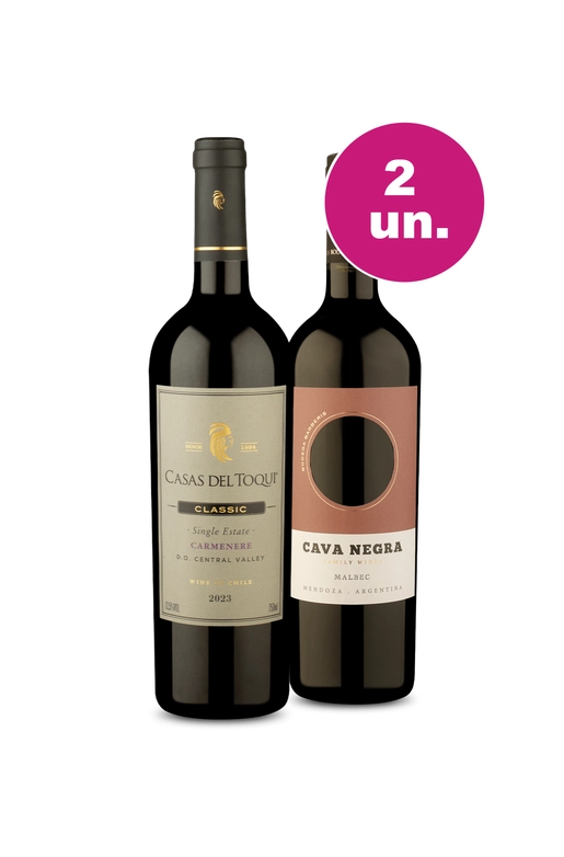 Kit 2 - Casas Del Toqui Single Estate Carménère e Cava Negra Malbec