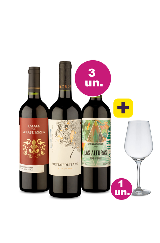 Kit 3 - Tintos por R$99 + Taça Grátis - Oferta Absurda Black Wine
