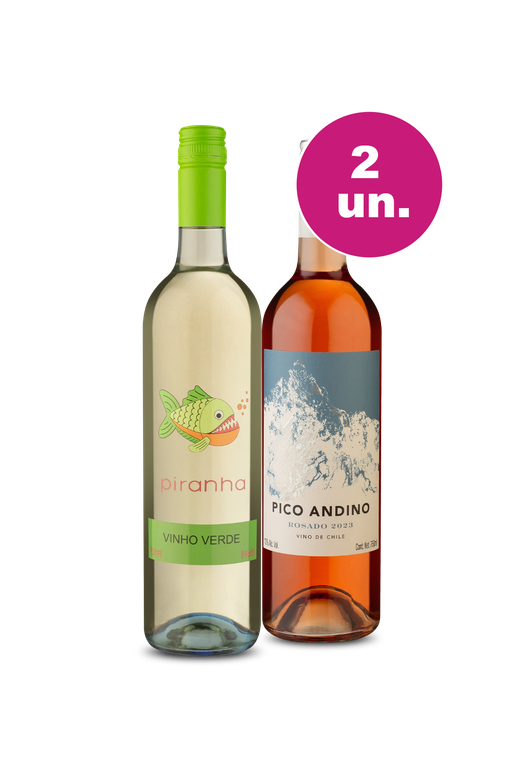 Kit 2 - Piranha Vinho Verde e Pico Andino Rosé - Oferta Absurda Black Wine