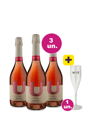 Kit 3 - Espumante U By Undurraga Rose Brut + Taça Acrílico Espumante Grátis