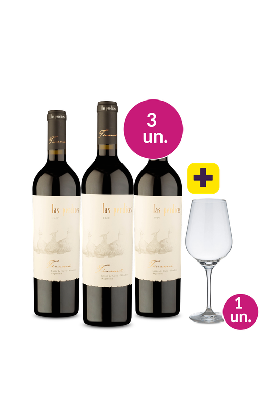 Kit 3 - Las Perdices Tinamú 2020 + Taça de Vinho de Cristal Grátis - Exclusivo We