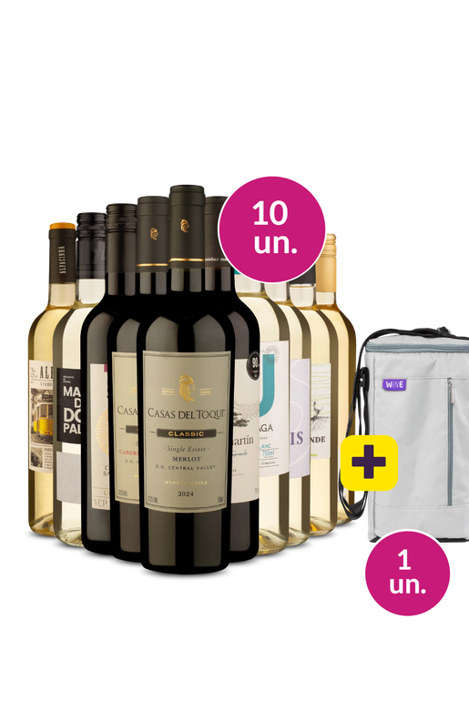 Kit 10 - Brancos e Tintos + Bolsa p/ 3 garrafas Grátis - Exclusivo We