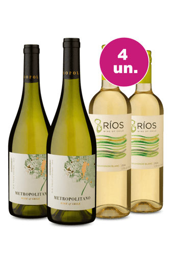Kit 4 - Metropolitano Chardonnay e 8 Ríos Sauvignon Blanc