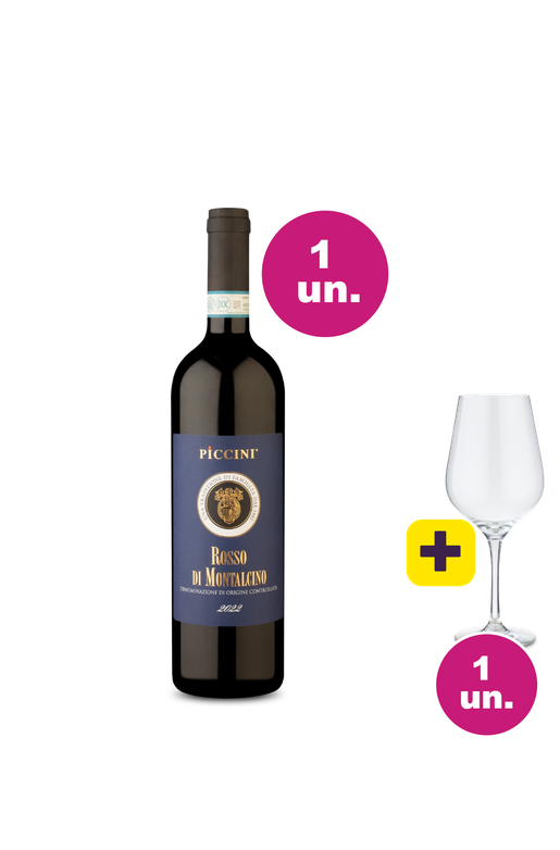 Kit Especial - Piccini Rosso di Montalcino + Taça de Cristal Grátis - Oferta Absurda Black Wine
