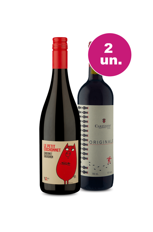 Kit 2 - Encontro de Campeões: Le Petit Cochonnet Cabernet Sauvignon e Carpineto Vino Rosso Italiano