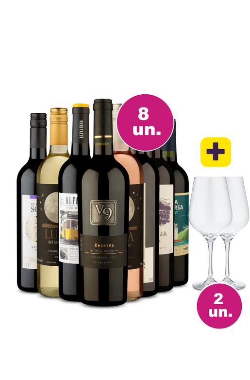 Kit 8 - Cyber Week - Renomados por R$35,90 + Par de Taças de Cristal Grátis