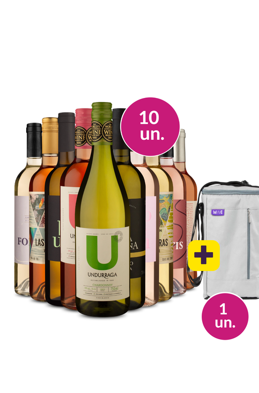 Kit 10 - Vinhos Brancos e Rosés + Bolsa p/ 3 garrafas Grátis - Exclusivo We