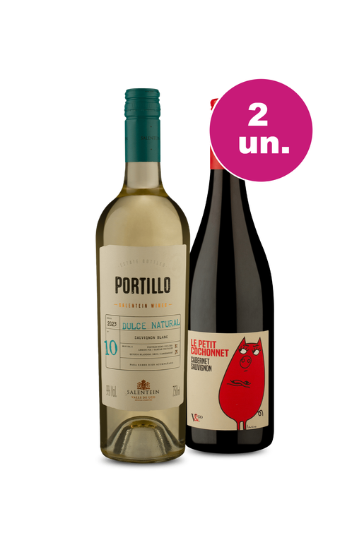 Kit 2 - Portillo Sauvignon Blanc Dulce Natural e Le Petit Cochonnet Cabernet Sauvignon