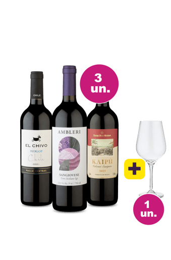 Kit 3 - Vinhos que Aquecem + Taça de Cristal Grátis por R$99 - Oferta Exclusiva IZ