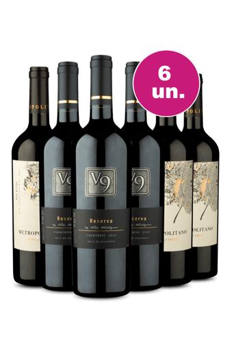 Kit 6 - V9 Reserva Carménère e Metropolitano Red Blend - Oferta Insana IZ