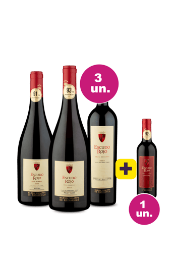 Kit 3 - Escudo Rojo Gran Reserva  + Escudo Rojo Gran Reserva (375ml) Grátis - Exclusivo We