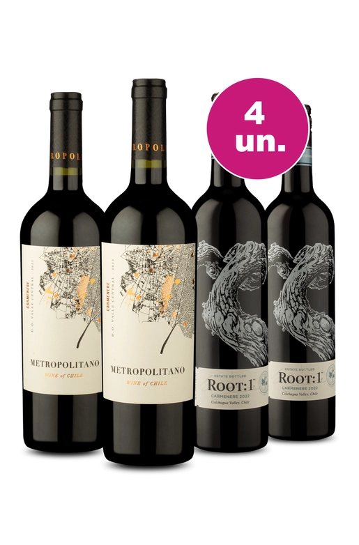 Kit 4 - Encontro de Campeões: Metropolitano Carménère e Root: 1 Carménère