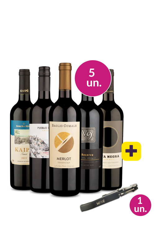 Kit 5 - Destaques Tintos + Saca Rolhas Grátis