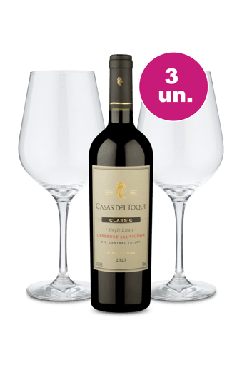 Kit Especial - Casas Del Toqui Cabernet Sauvignon + Par de Taças de Cristal