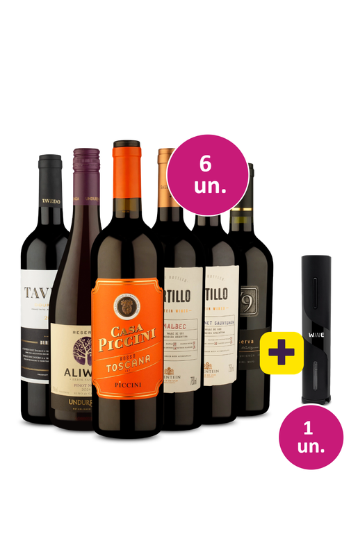 Kit 6 - Tintos para festejar + Abridor Elétrico Grátis - Exclusivo We