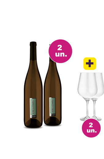 Kit 2 - Lançamento Las Perdices Riesling + 2 Taças Cristal Premium 765 mL Grátis