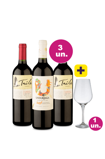 Kit 3 - Viña Undurraga Suaves + Taça de Cristal Grátis - Exclusivo WE
