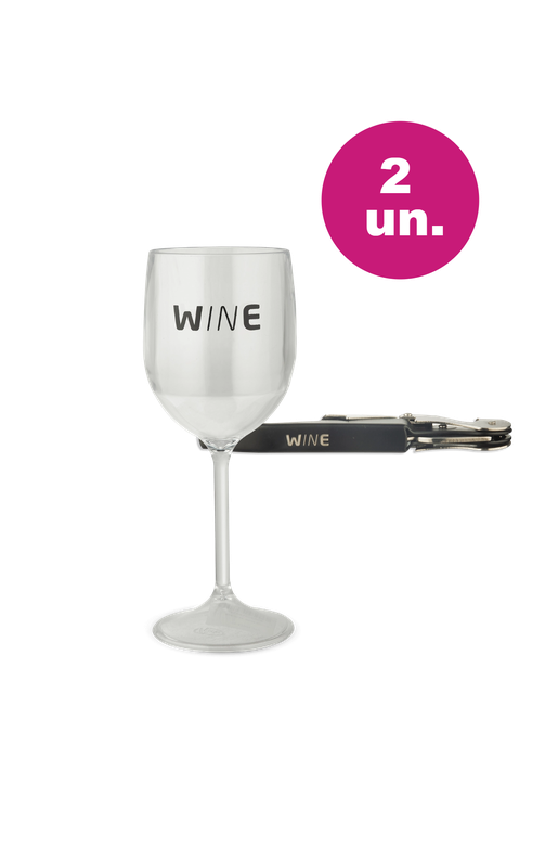 Kit 2 - Taça Acrílico e Saca-Rolhas