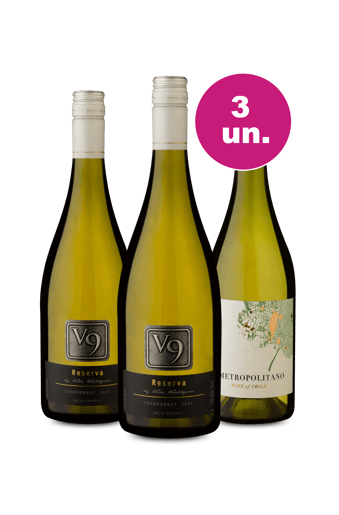 Kit 3 - V9 Chardonnay e Metropolitano por R$99 - Oferta Flash