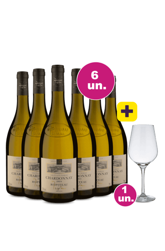 Kit 6 - Ropiteau Frères Les Plants Nobles Chardonnay + Taça de Cristal Grátis - Exclusivo We