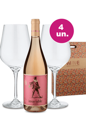 Kit Presente - Insaciable Garnacha + Par de Taças de Cristal + Caixa de Presente