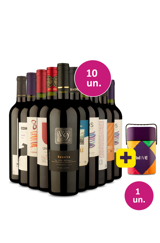 Kit 10 - Vinhos Tintos + Cooler Retrô Grátis - Exclusivo We