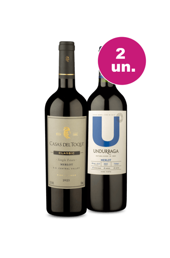 Kit 2 - Casas Del Toqui Single Estate Merlot e U By Undurraga Merlot