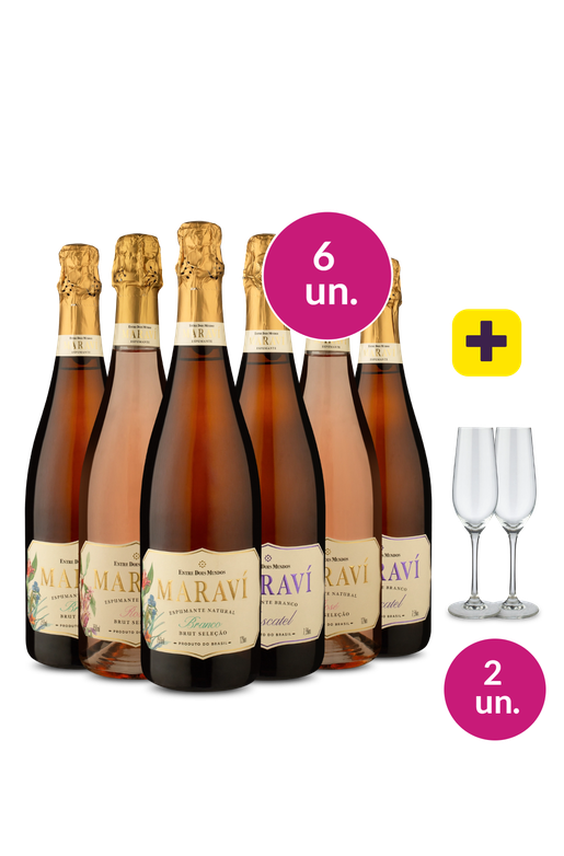 Kit 6 - Espumante Maraví + Taças de Cristla Grátis