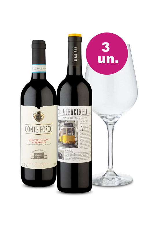 Kit Especial - Alfacinha + Conte Fosco + Taça de Cristal por R$99 - Oferta Absurda Black Wine
