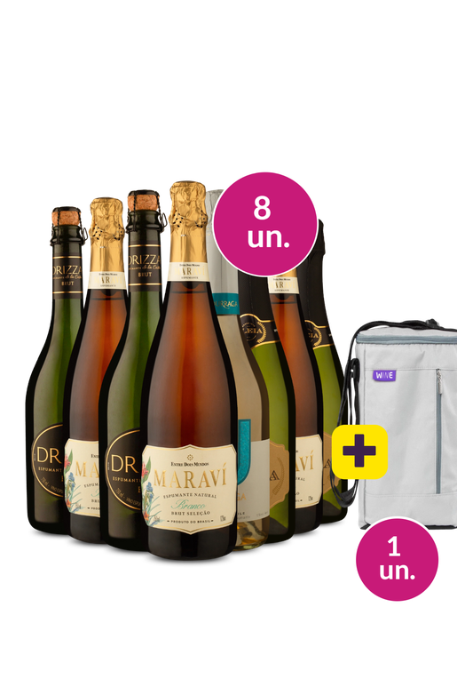 Kit 8 - Espumantes Brut + Bolsa p/ 3 garrafas Grátis - Exclusivo We