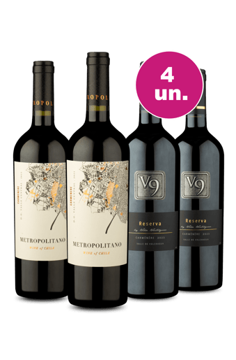 Kit 4 - Encontro de Campeões: Metropolitano Carménère e Root: 1 Carménère