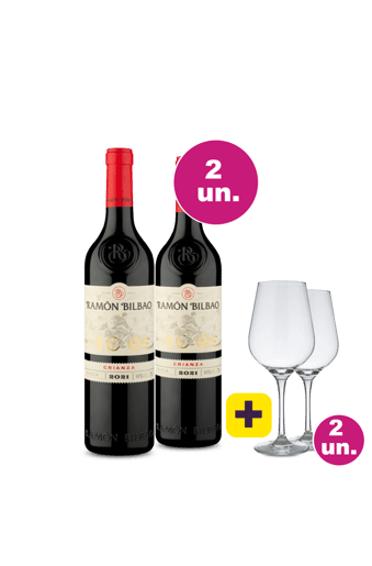 Kit 2 - Ramón Bilbao Crianza + Par de Taças de Cristal Grátis - Oferta Insana