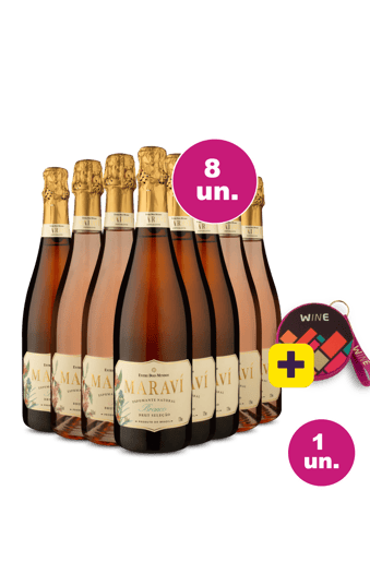 Kit 8 - Espumantes Maraví + Caixa de Som Bluetooth Wine e 3 Sacolas Kraft Grátis