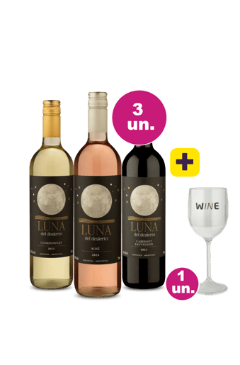 Kit 3 - Luna Del Desierto Mesclados + Taça Acrílico Vinho Grátis