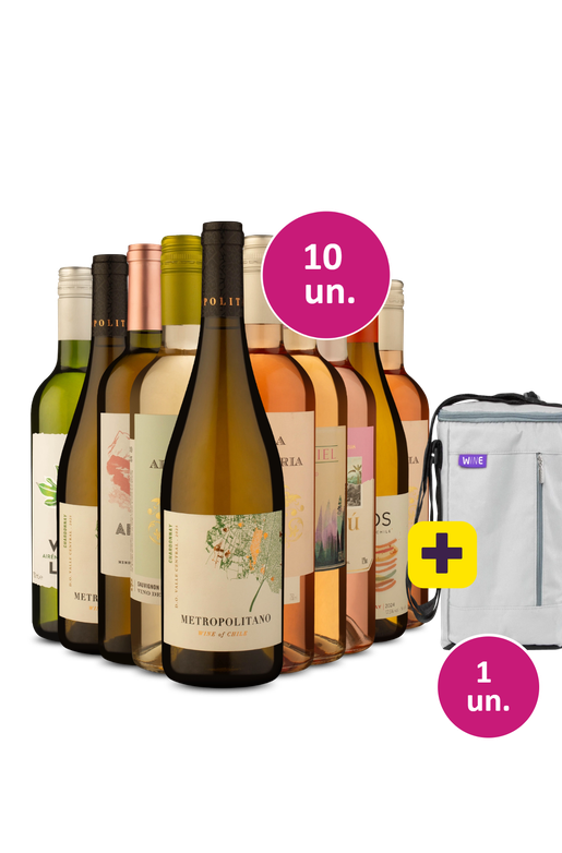 Kit 10 - Vinhos por 33,90 a garrafa + Bolsa para 3 garrafas Grátis - Exclusivo We