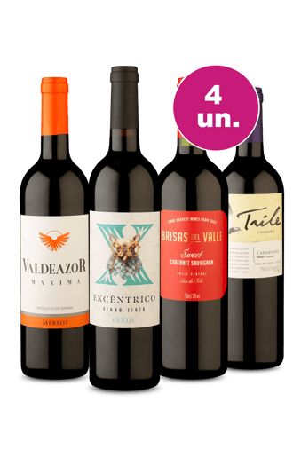 Kit 4 - Tintos Suaves por R$24,90 por Garrafa - Oferta Absurda