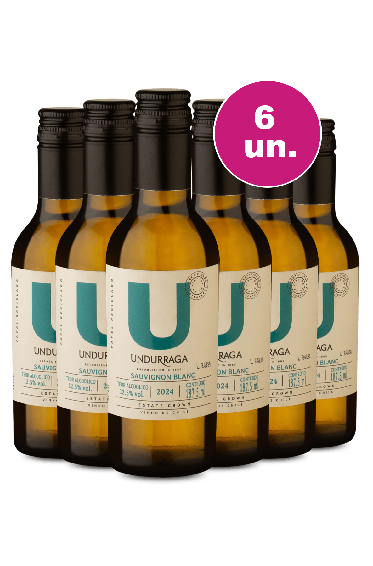 Kit 6 - U By Undurraga Sauvignon Blanc Mini (187,5ml) - Exclusivo